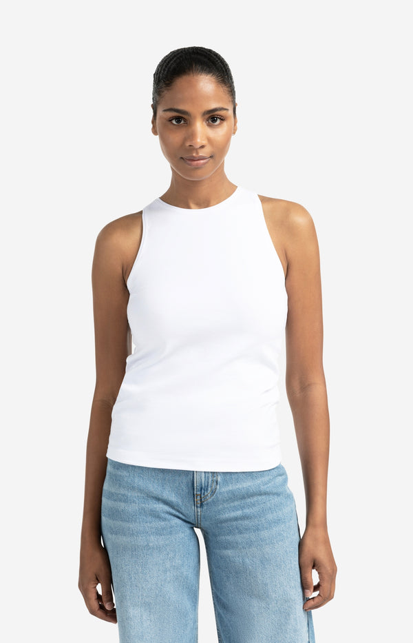 Yaya Witte Haltertop Van Zachte Stof Pure White
