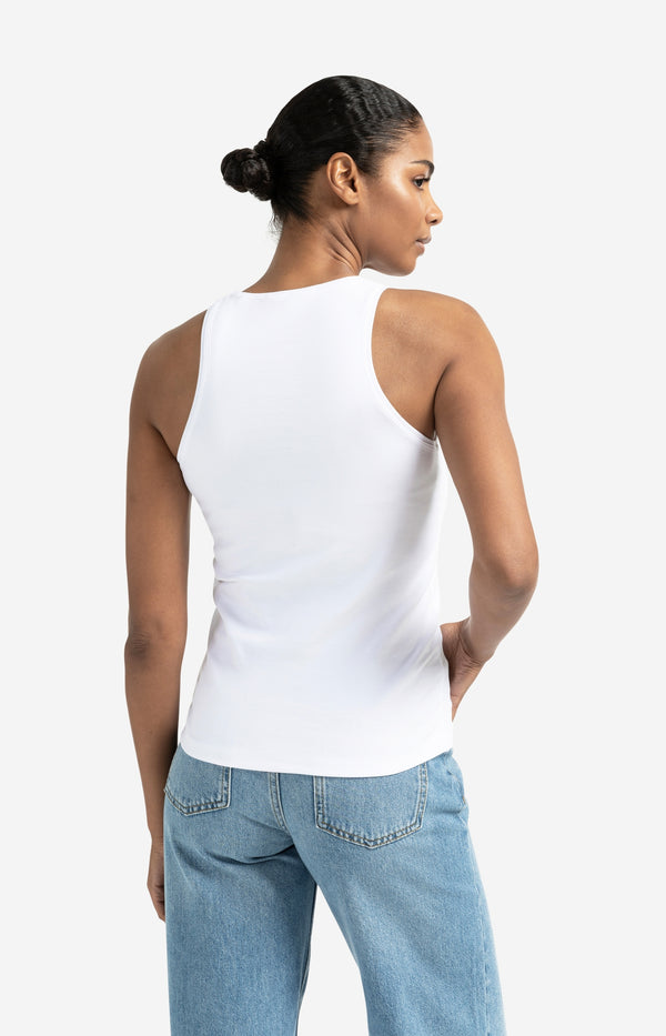 Yaya Witte Haltertop Van Zachte Stof Pure White
