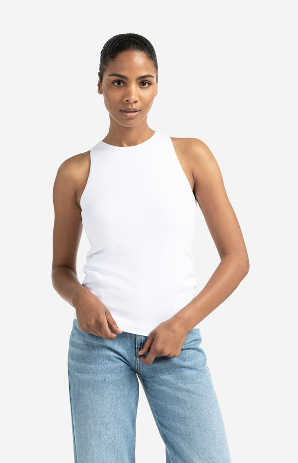 yaya Witte haltertop van zachte stof Pure White
