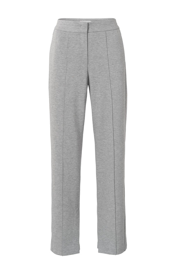 Yaya Zachte Grijze Broek Met Rechte Pijpen En Plooidetails Medium Grey Melange