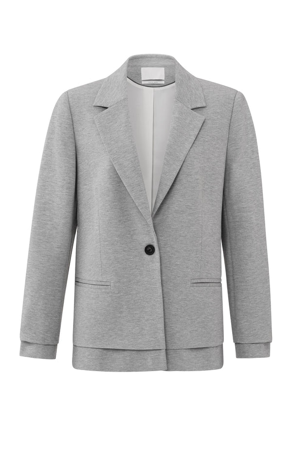 Yaya Zachte Grijze Melange Blazer Met Stikdetails Medium Grey Melange