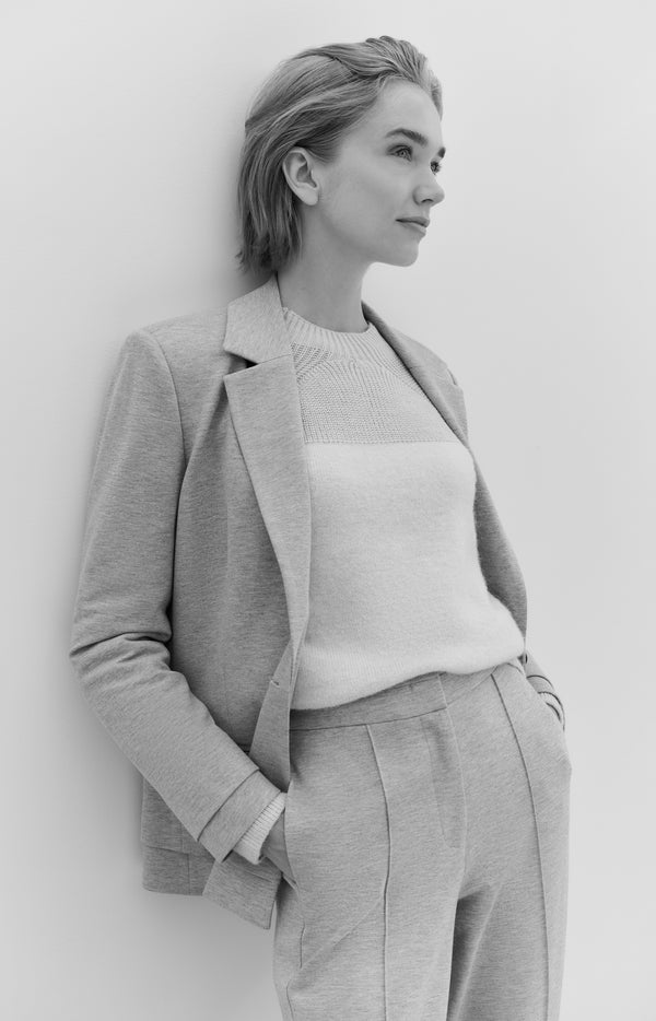 Yaya Zachte Grijze Melange Blazer Met Stikdetails Medium Grey Melange