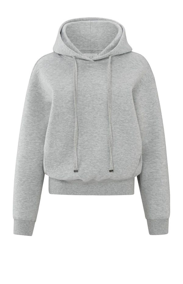 Yaya Zachte Hoodie Met Koorddetails Light Grey Melange