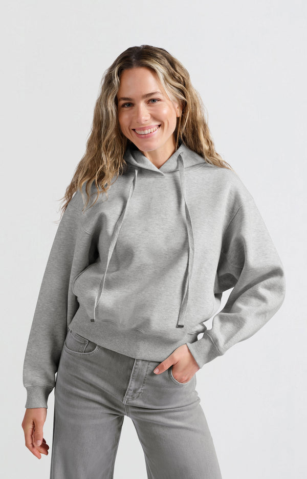 Yaya Zachte Hoodie Met Koorddetails Light Grey Melange