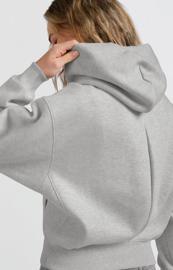 Yaya Zachte Hoodie Met Koorddetails Light Grey Melange