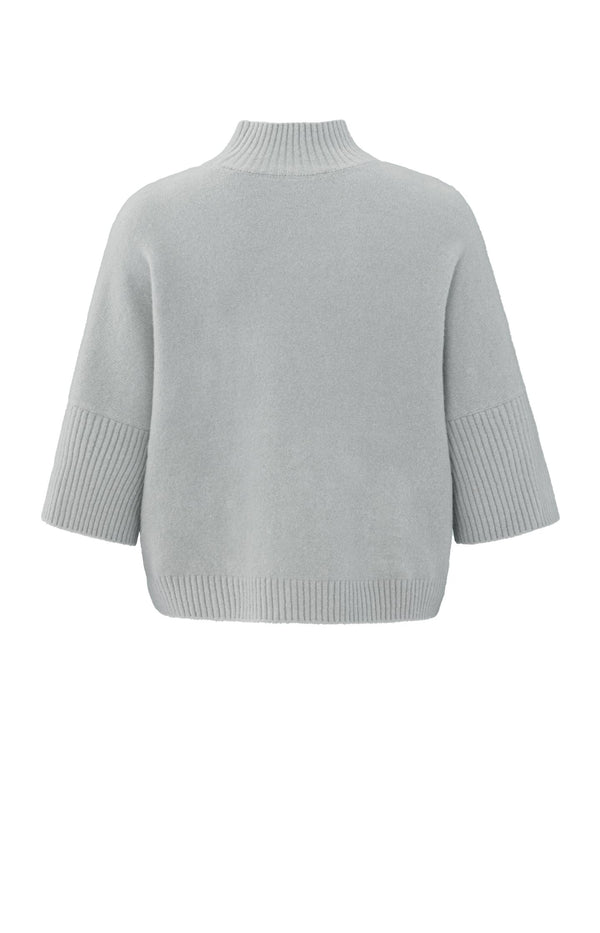 Yaya Zachte Trui Met Hoge Hals En Driekwart Mouwen Harbor Mist Grey