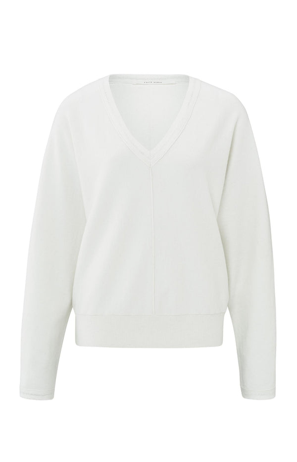 Yaya Zachte Trui Met V-hals En Vleermuismouwen Vaporous Grey