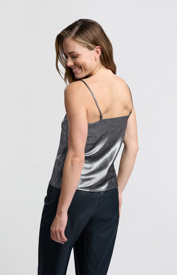 Yaya Zilveren Metallic Singlet Met Dunne Bandjes Dark Metal Grey
