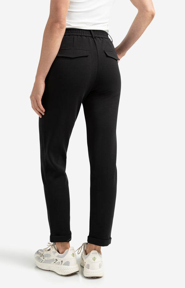 Yaya Zwarte Scuba Broek Met Rechte Pijpen En Klepzakken Pirate Black