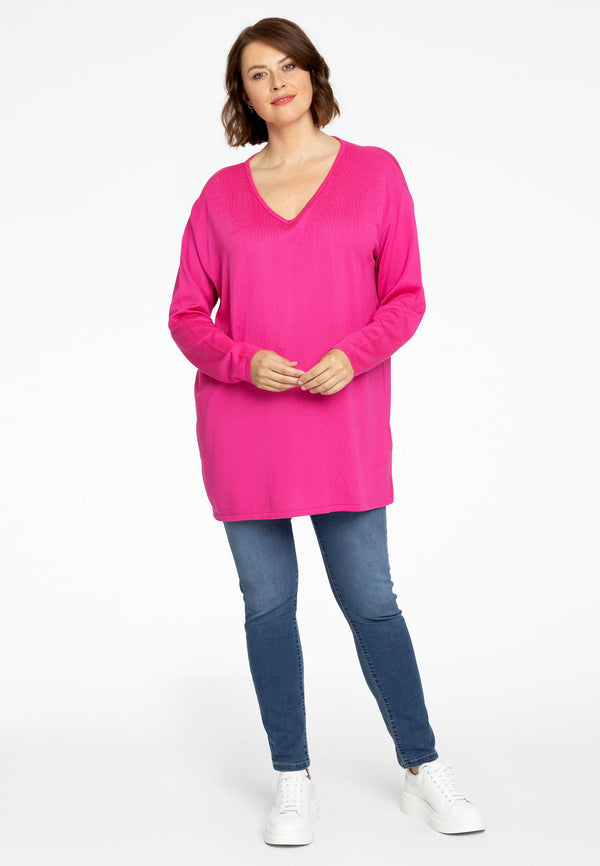 Yoek Basic Trui Met V-hals - Roze