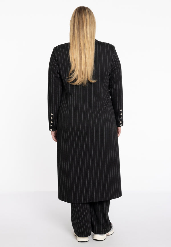 Yoek Blazer Lang PINSTRIPE - Zwart