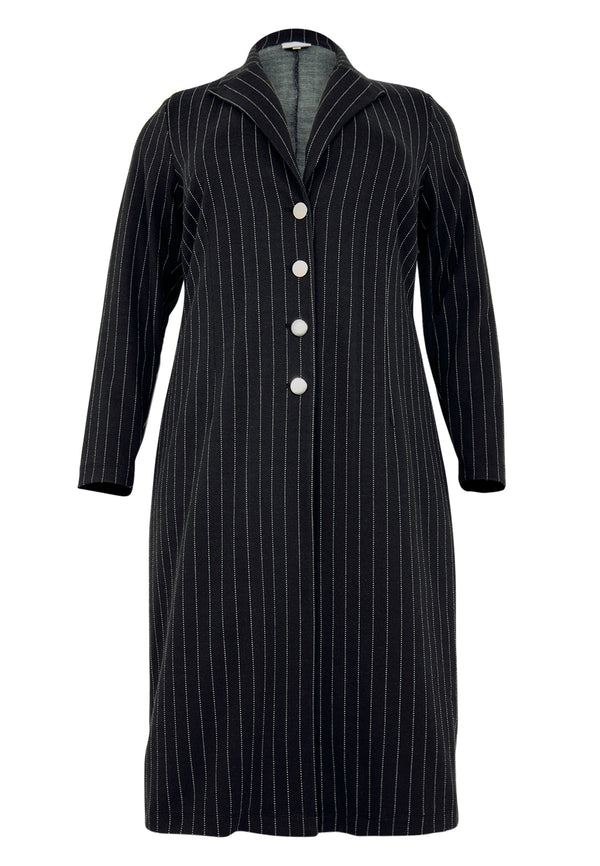 Yoek Blazer Lang PINSTRIPE - Zwart