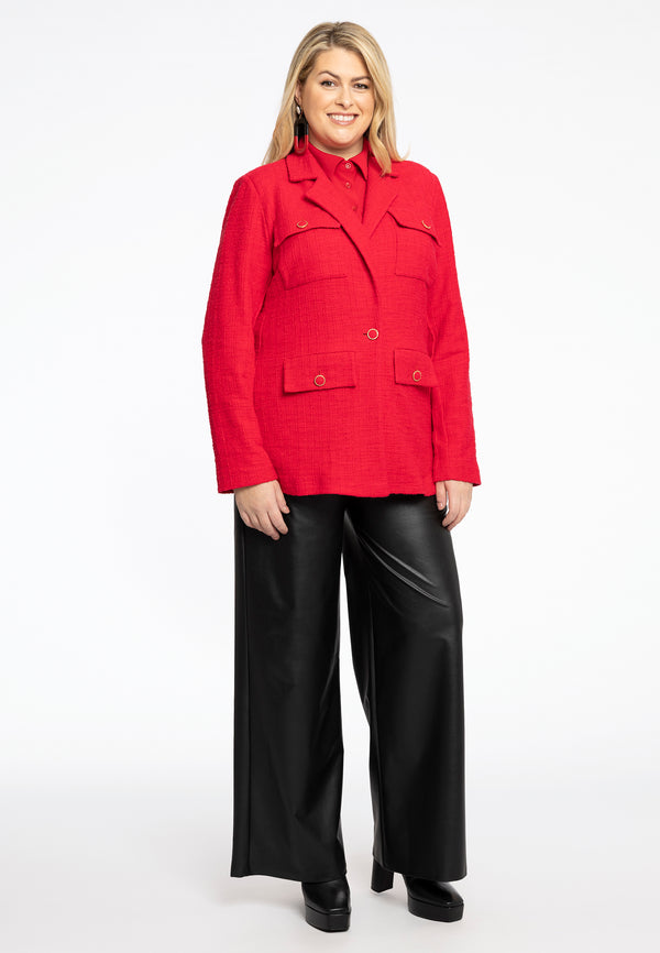 Yoek Blazer Met Zakken BOUCLE - Rood