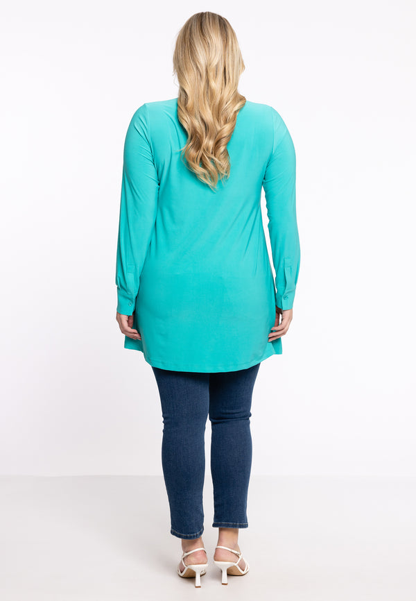 Yoek Blouse A-lijn DOLCE - Turquoise