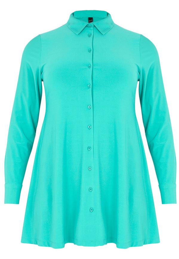 Yoek Blouse A-lijn DOLCE - Turquoise