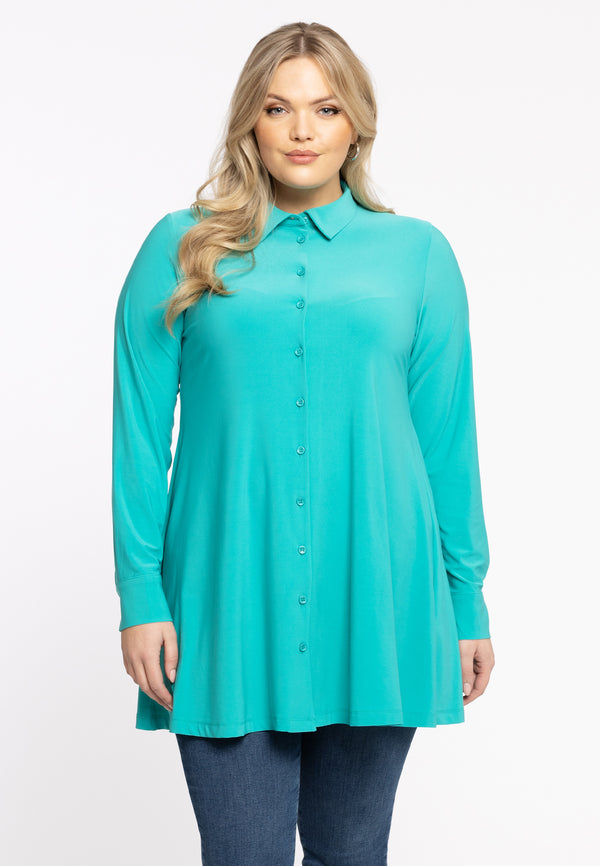 yoek Blouse A-lijn DOLCE - Turquoise