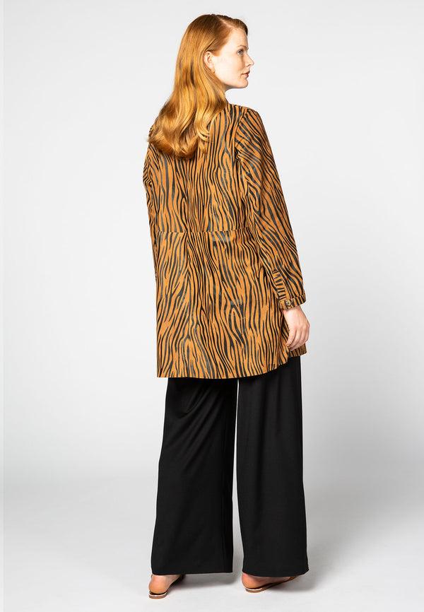 Yoek Blouse A-lijn Tijger LEATHER - Bruin