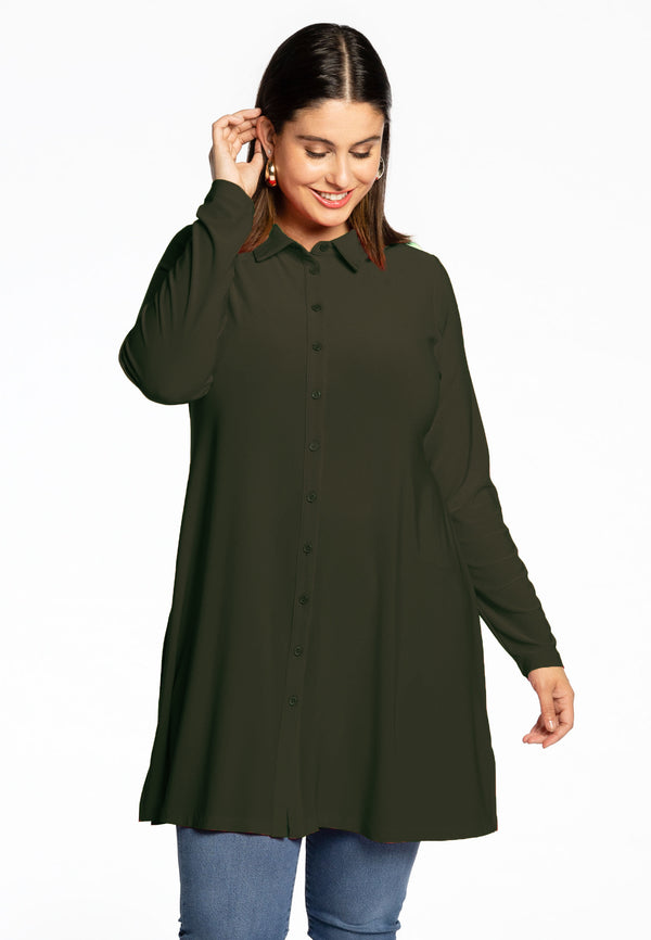 yoek Blouse DOLCE - Donkergroen