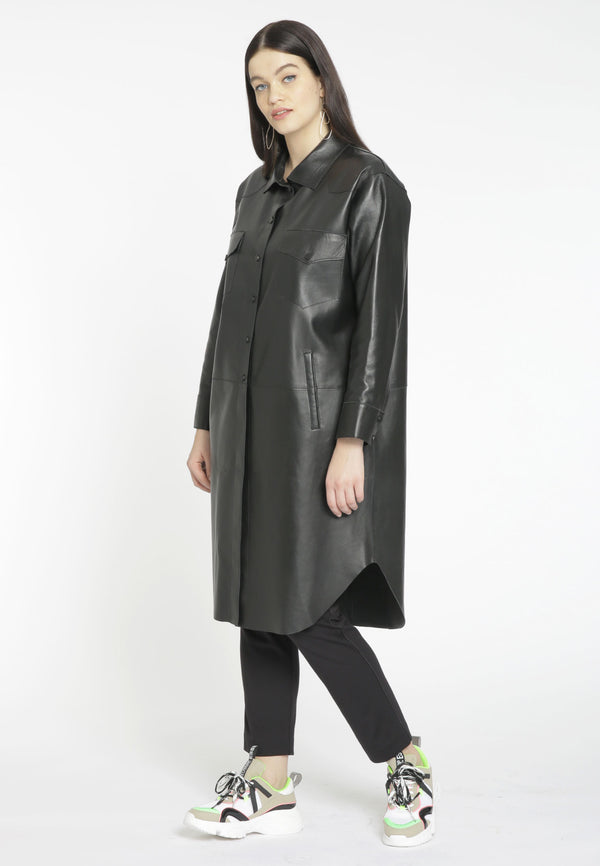 Yoek Blouse-jas LEATHER - Zwart