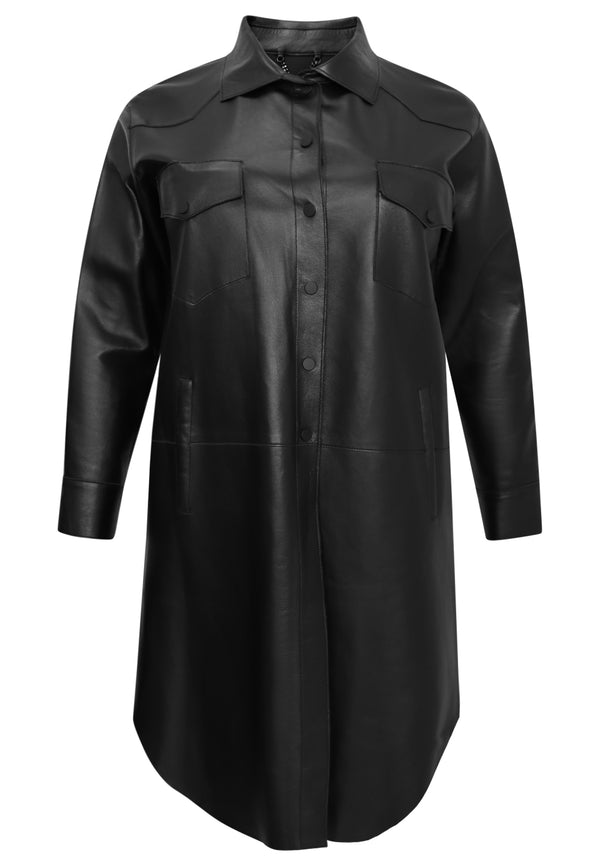 Yoek Blouse-jas LEATHER - Zwart