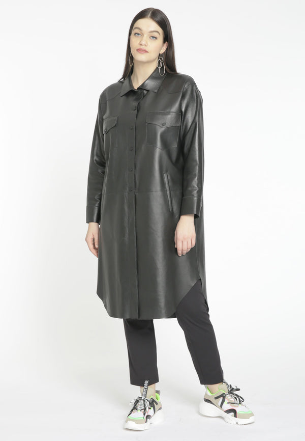 yoek Blouse-jas LEATHER - Zwart