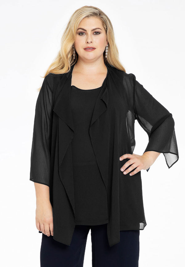 yoek Blouse-jasje VOILE - Zwart