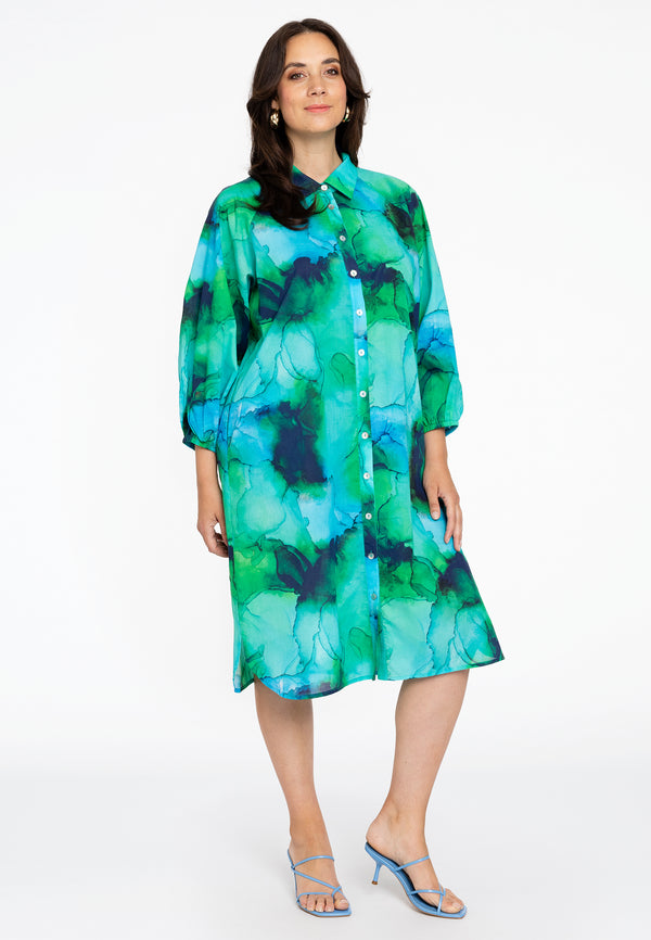 Yoek Blouse Jurk ACQUA - Groen