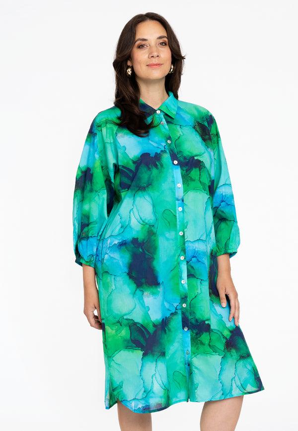 yoek Blouse jurk ACQUA - Groen