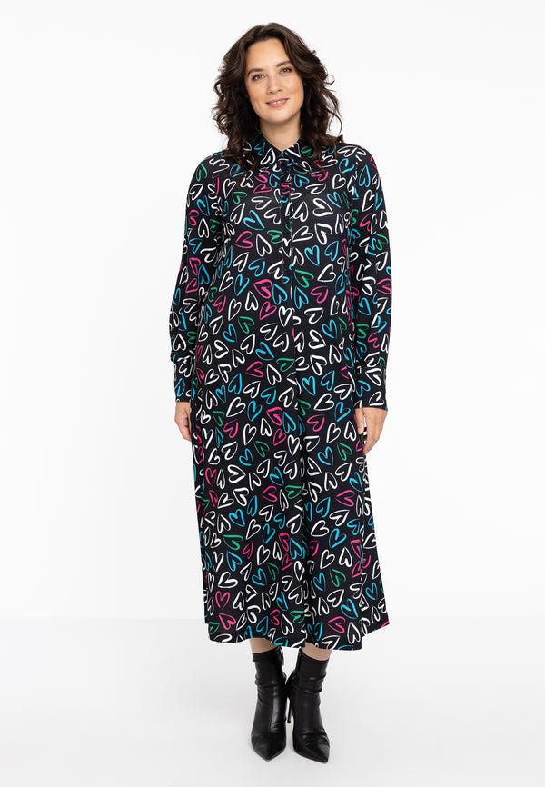 Yoek Blouse-jurk HEARTS - Zwart