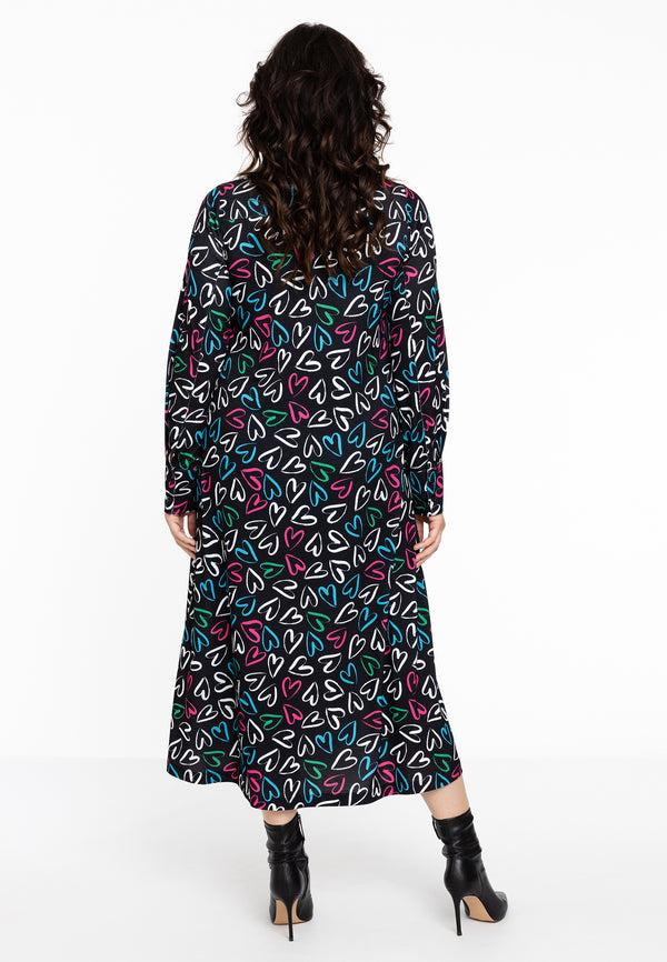 Yoek Blouse-jurk HEARTS - Zwart