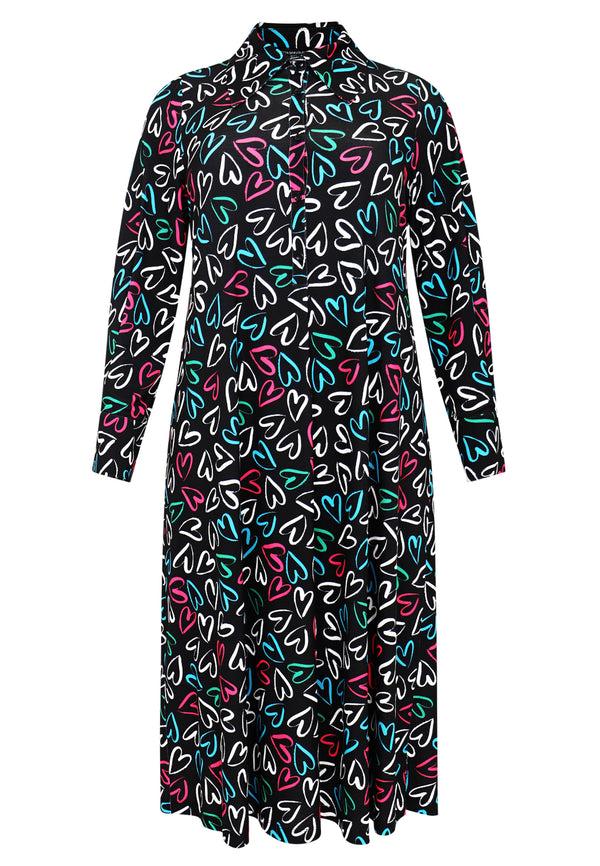 Yoek Blouse-jurk HEARTS - Zwart