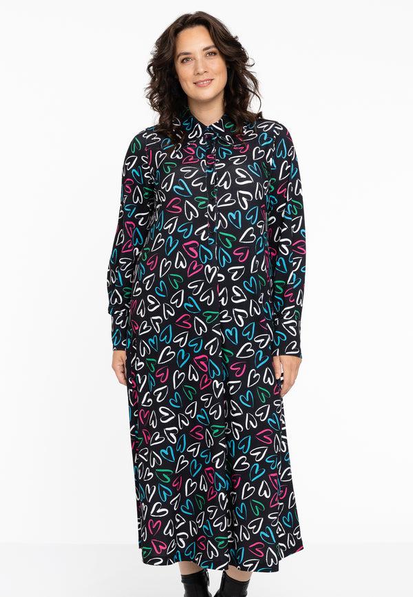 yoek Blouse-jurk HEARTS - Zwart