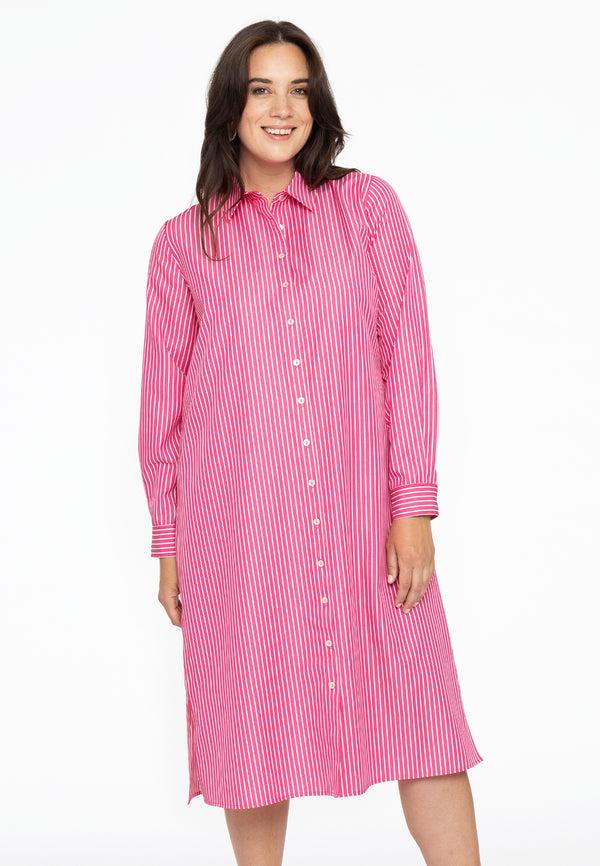 yoek Blouse-jurk lang SMALL STRIPE - Roze