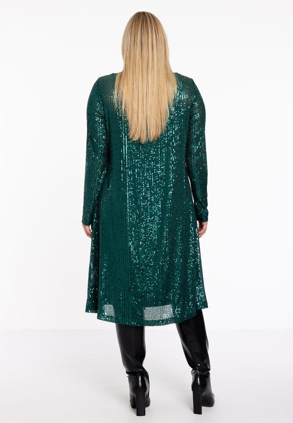 Yoek Blouse Jurk Paillettes - Groen