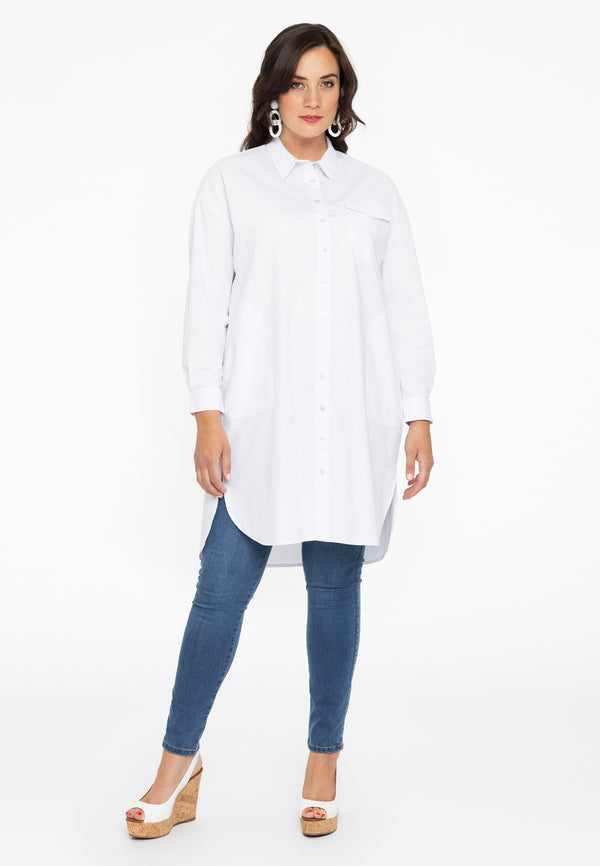 Yoek Blouse-jurk POPLIN STRETCH - Wit