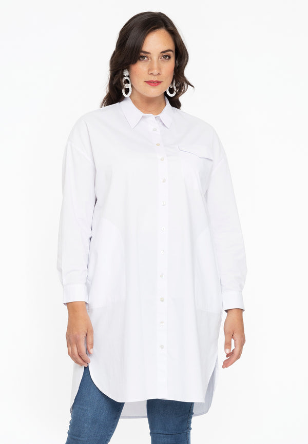 yoek Blouse-jurk POPLIN STRETCH - Wit