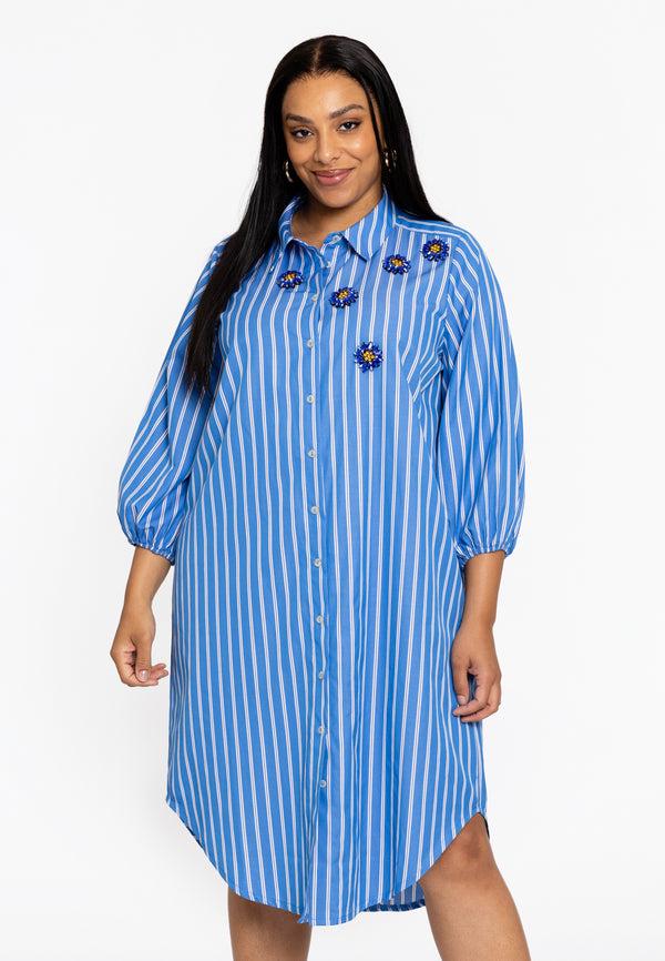 yoek Blouse-jurk RIGHE - Indigo