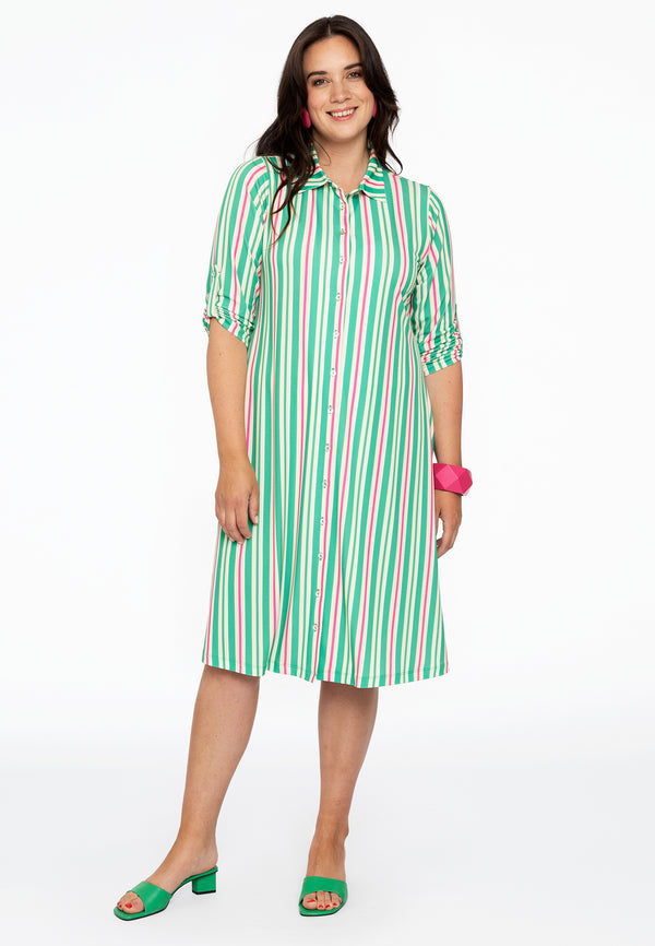 Yoek Blouse-jurk STRIPY - Groen