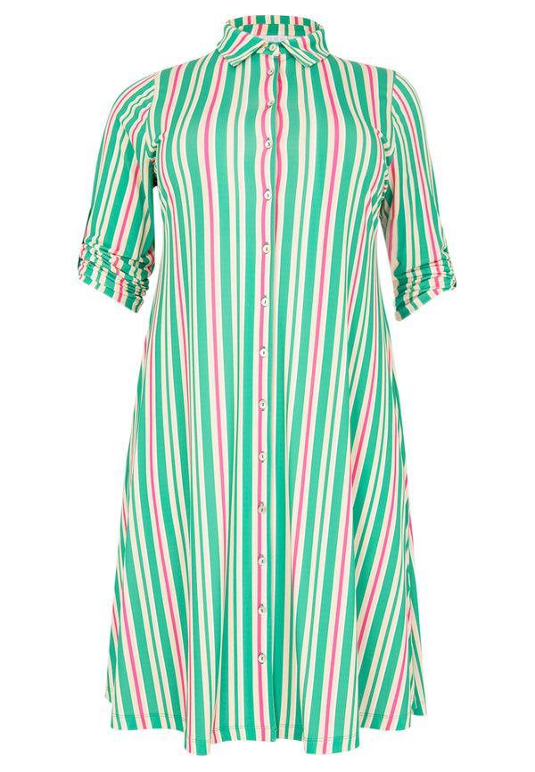 Yoek Blouse-jurk STRIPY - Groen