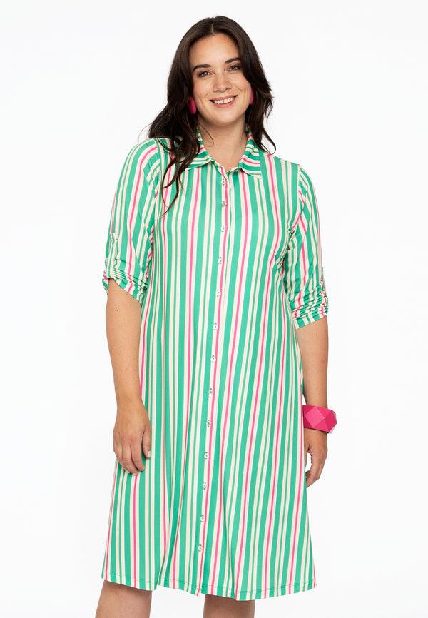 yoek Blouse-jurk STRIPY - Groen