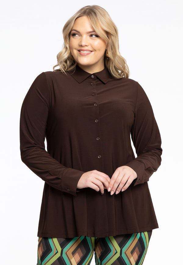 yoek Blouse kort A-lijn DOLCE - Bruin