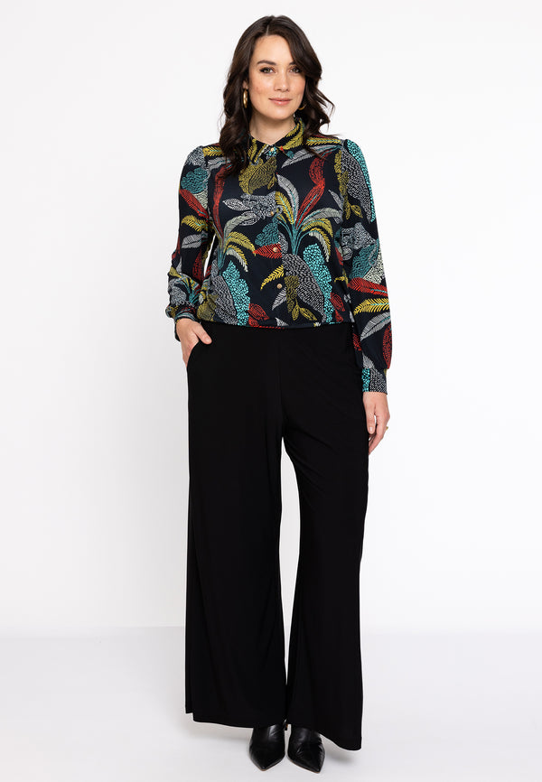 Yoek Blouse Kort PALM LEO - Zwart