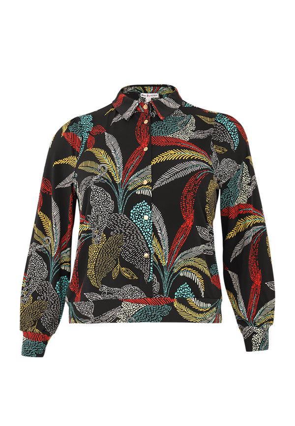 Yoek Blouse Kort PALM LEO - Zwart