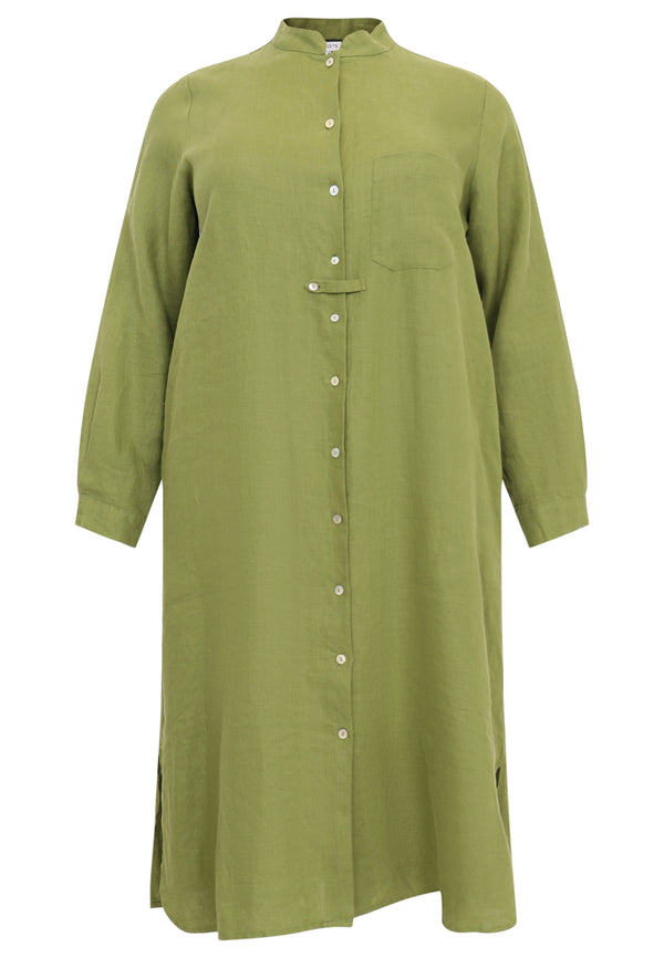 Yoek Blouse Lang LINEN - Groen