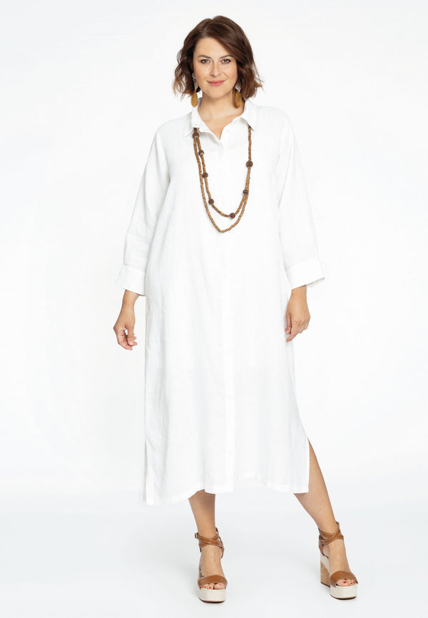 Yoek Blouse Lang Met 3/4 Mouwen LINEN - Wit