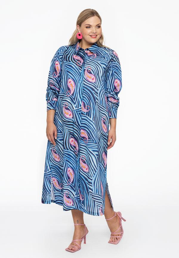 Yoek Blouse Lang PAISLEY - Blauw