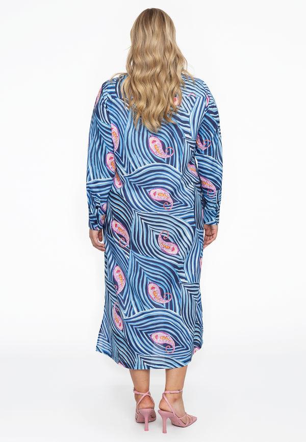 Yoek Blouse Lang PAISLEY - Blauw