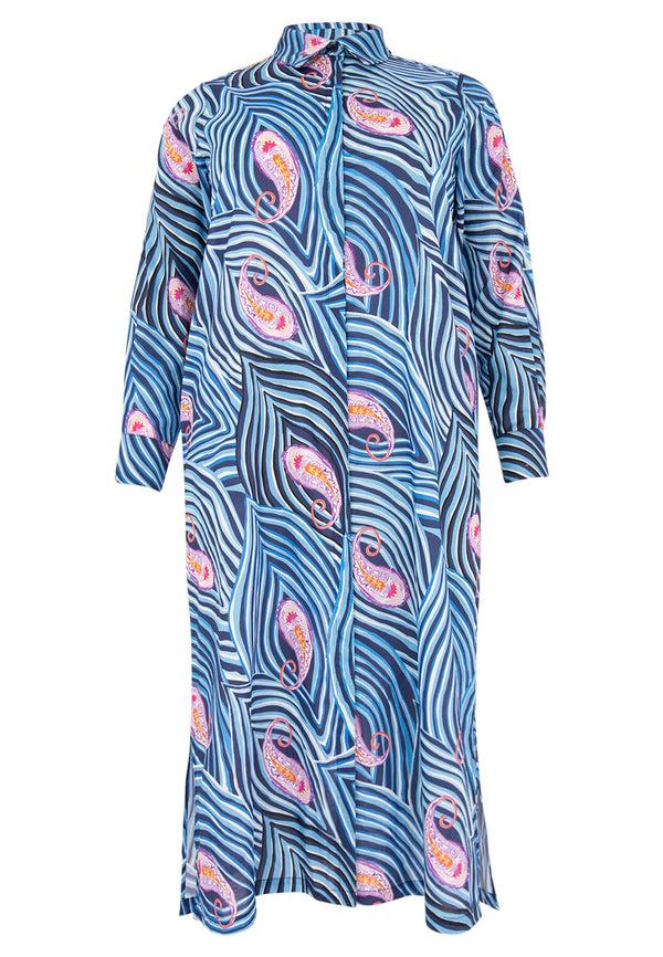 Yoek Blouse Lang PAISLEY - Blauw