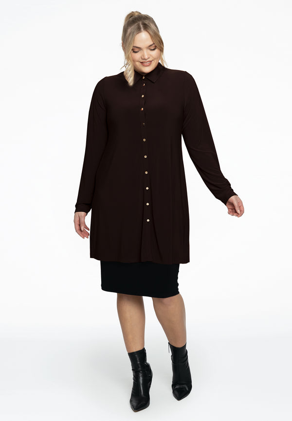 Yoek Blouse Met Gouden Knoopjes DOLCE - Bruin