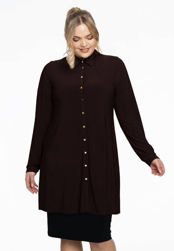 Yoek Blouse Met Gouden Knoopjes DOLCE - Bruin